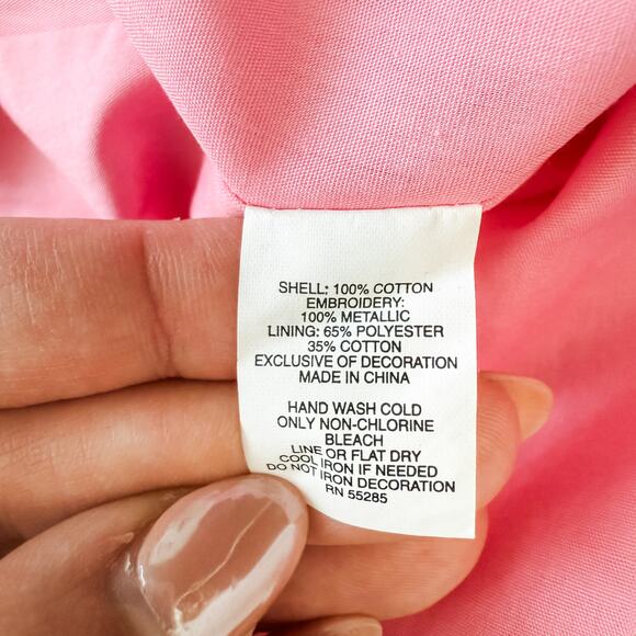 Y2K Express Embroidered Babydoll Mini Dress Pink Size 12 Boho Hippie Coquette - Picture 8 of 8